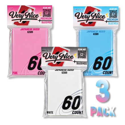 "VERY NICE PREMIUM SLEEVES" 3 PACK P/W/B (180 COUNT)