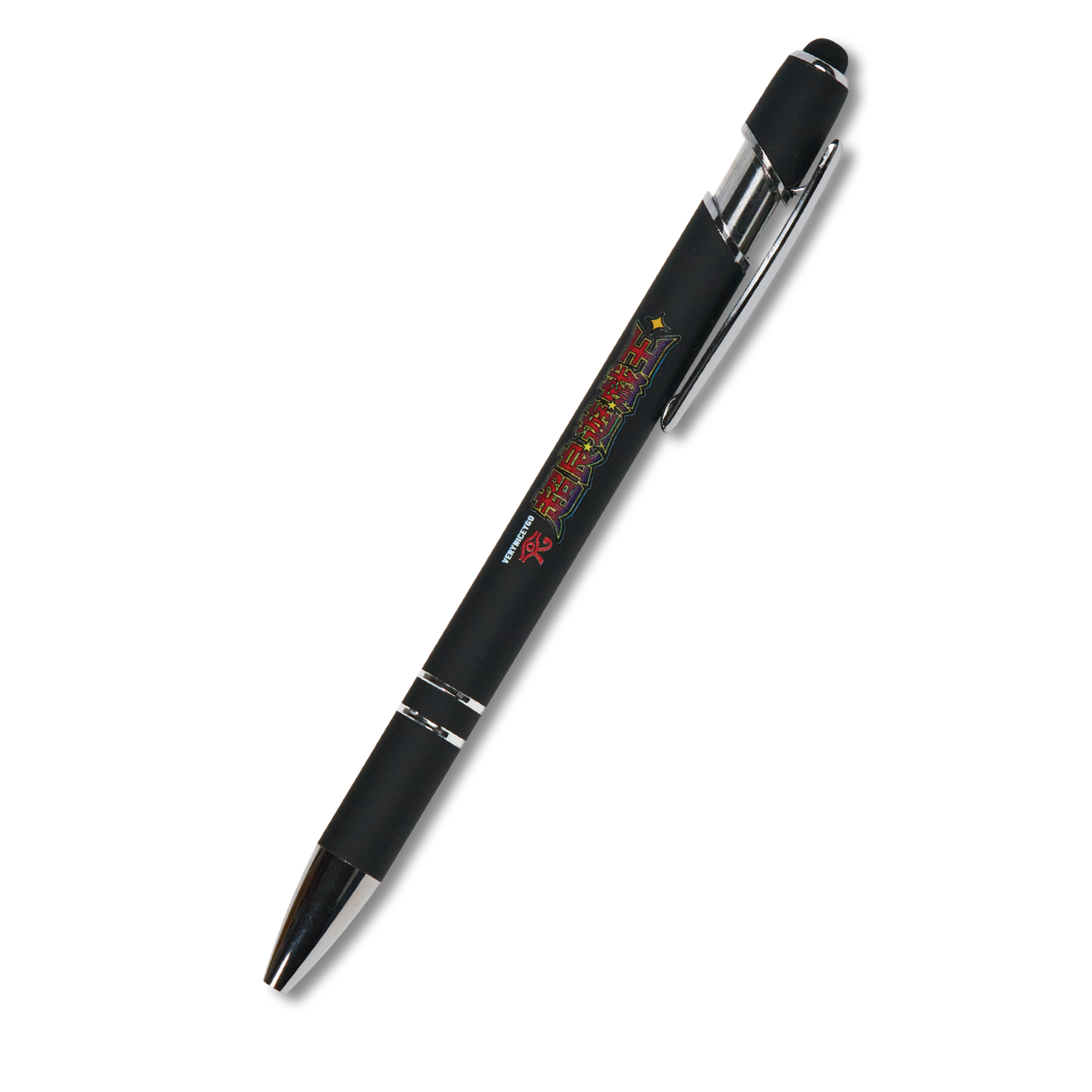 VeryNice YGO black ballpoint pen with red logo and chrome accents