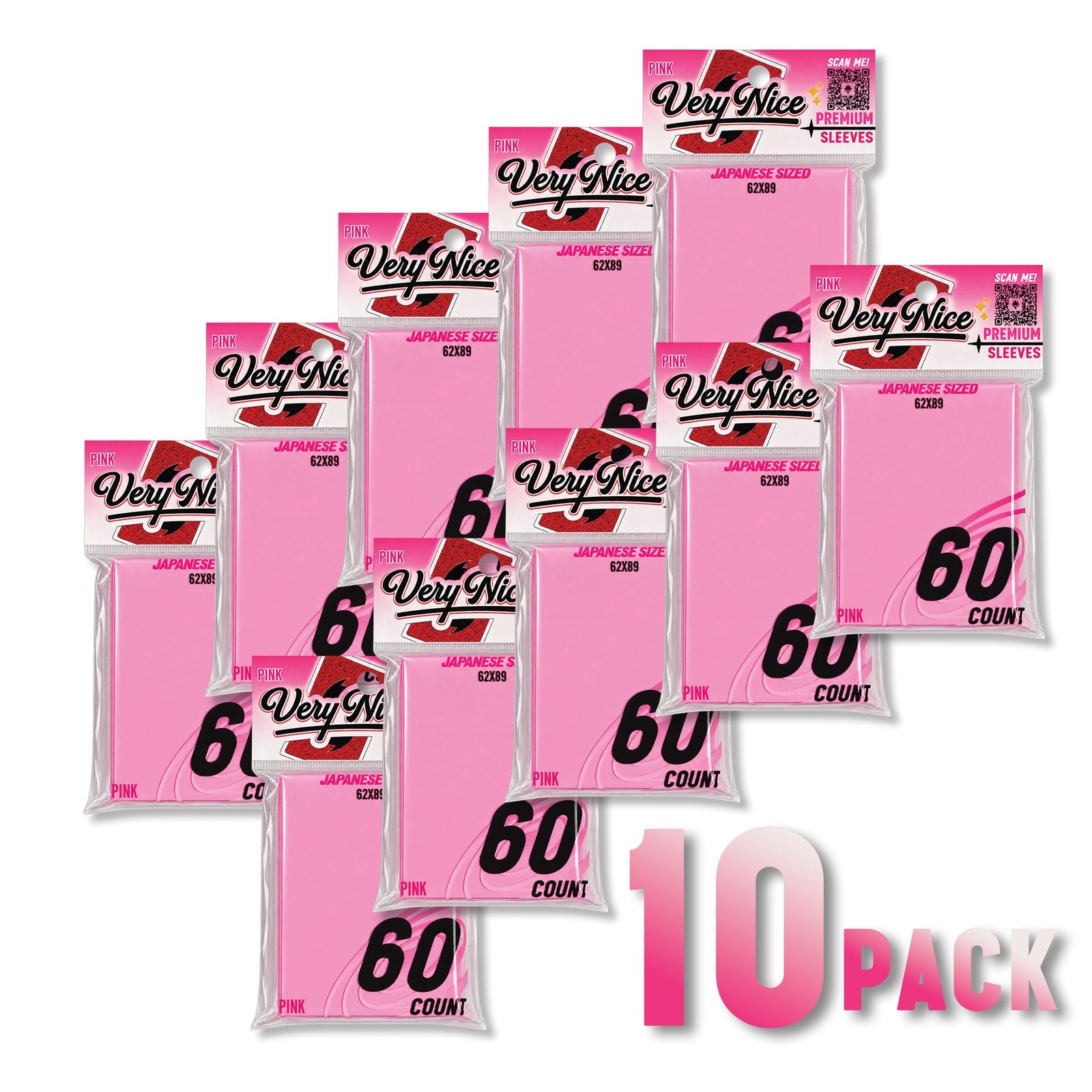 "VERY NICE PREMIUM SLEEVES" PINK 10 PACK (600 COUNT)
